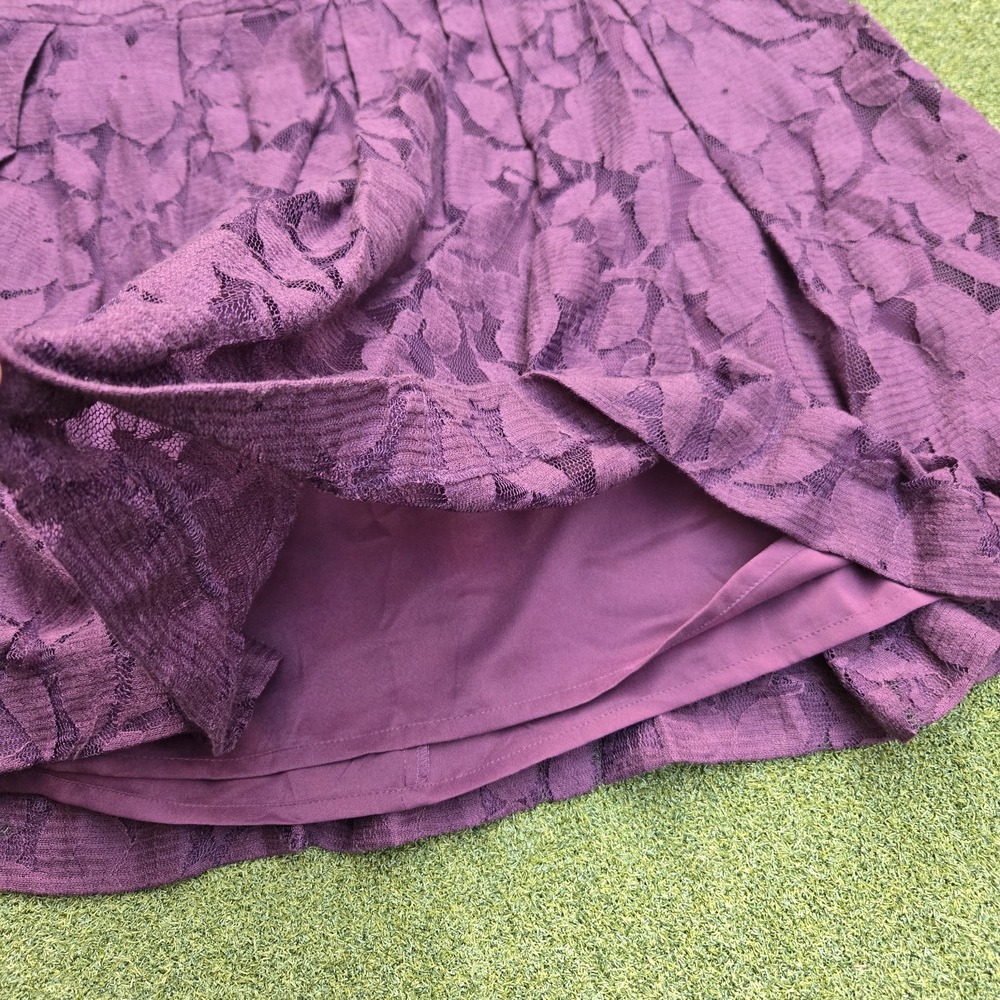 LOFT Skirt Women's 12P Purple Lace Floral Mini Ann Taylor - Picture 7 of 9